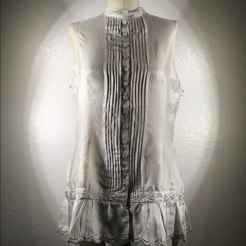 Pete & Greta by Johnny Was Silk Sherlock Sleeveless Smock Shirt S NWT